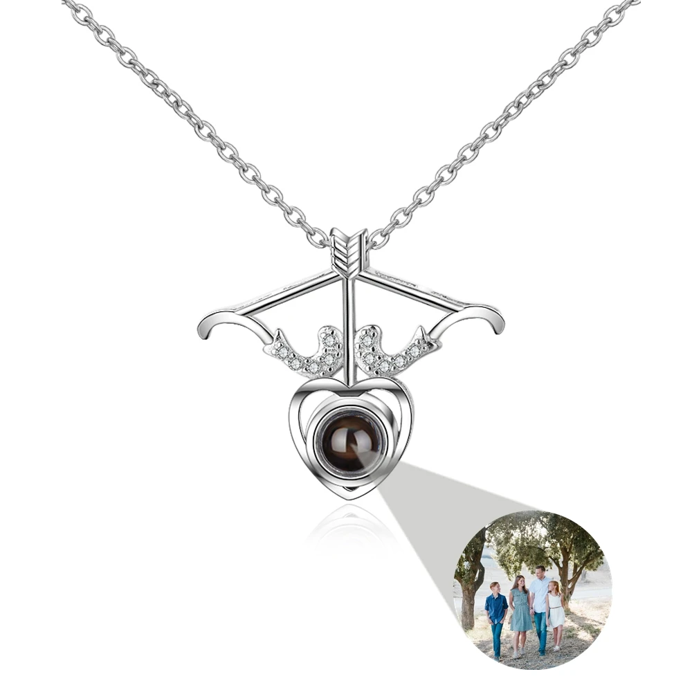 

Ожерелье с подвеской в виде сердца для стрельбы из лука для женщин, ожерелье с фотопроекцией на заказ, серебряная цепочка 925, женская индивидуальный подарок на день рождения