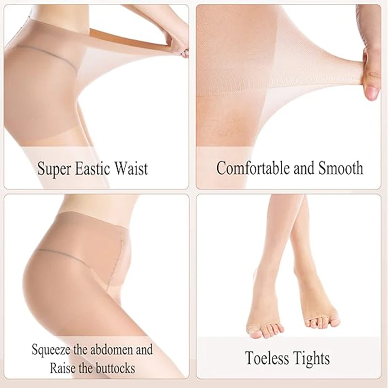 HA WA 20D Open Toe Pantyhose Tear-resistant Unbreakable Tights Sexy High Elasticity Nylon Elastic High Stockings Women Tights