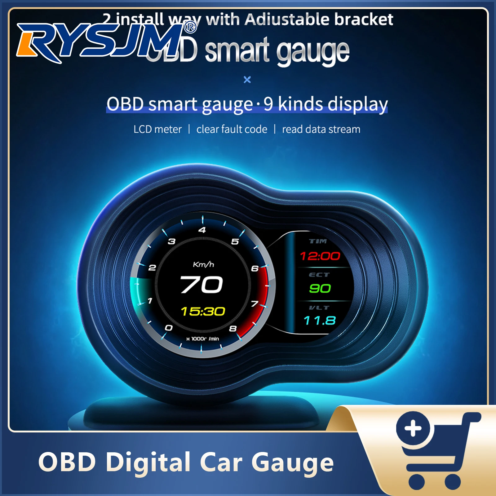 

Цифровой смарт-дисплей F9 OBD для автомобиля: спидометр, тахометр, показатели температуры воды, расход топлива, ЖК-дисплей, бортовой компьютер