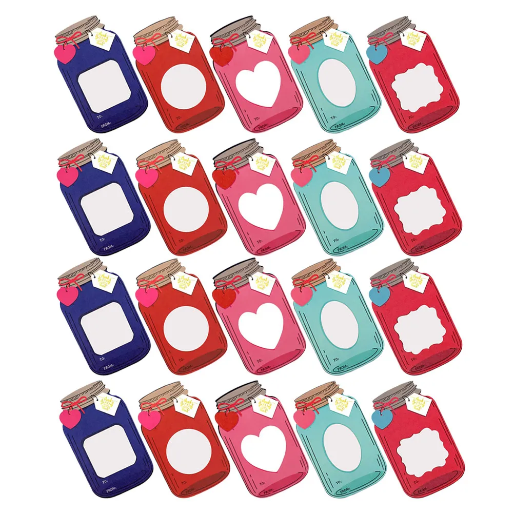 

50 Sets Mason Jar Valentines Cards Hollow Heart Kraft Paper Candy Holder Cards Teacher Appreciation Kids Classroom