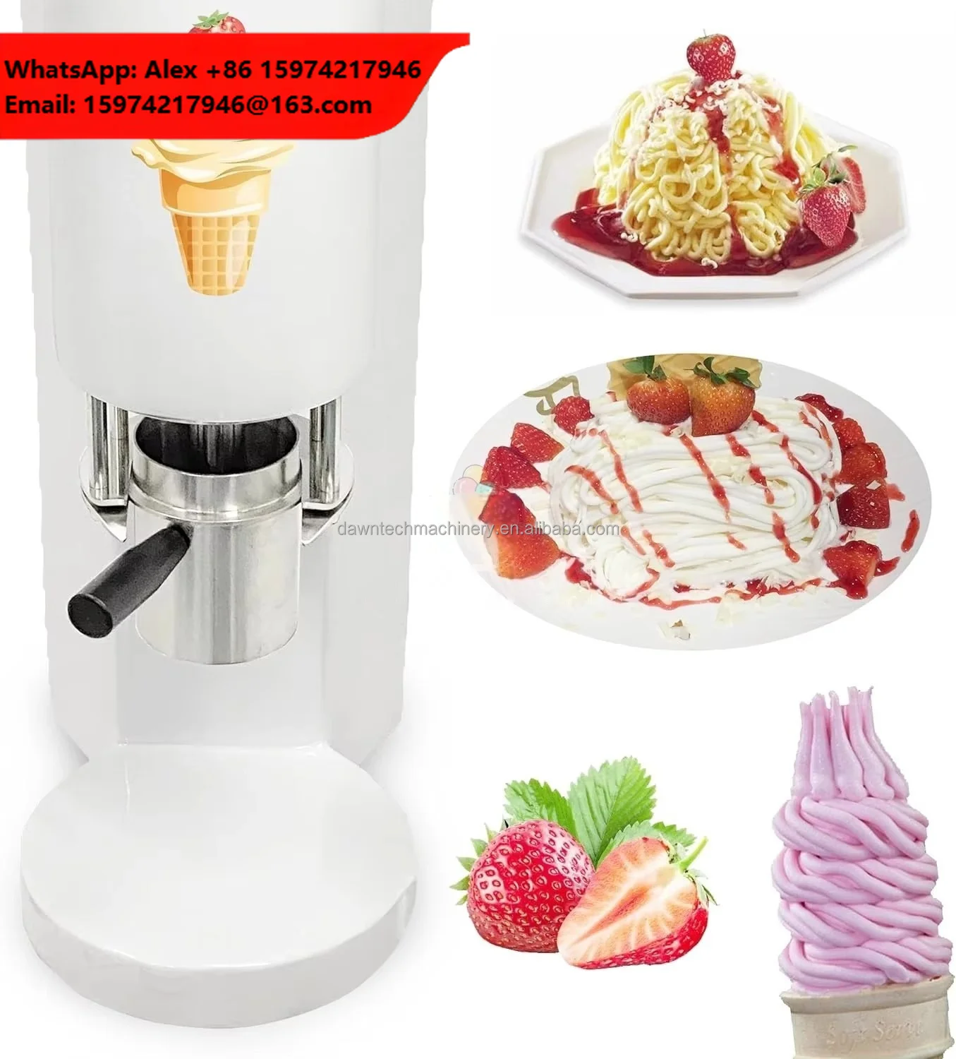 Italy Gelato Ice Cream Maker Multiple Shapes Spaghetti Noodle Ice Cream Machine Swirl Machine