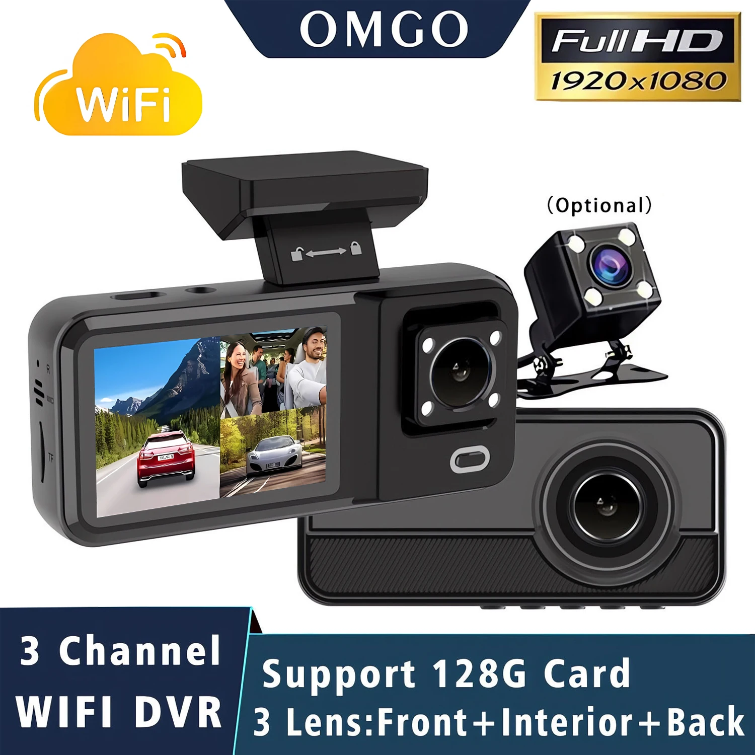 3 Channel WIFI Car DVR HD 1080P Cabin Vehicle Dash Cam Three Way Camera DVRs Recorder Video Registrator Mini Dashcam Camcord