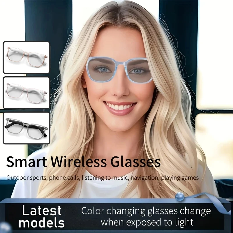 

Color Changing Smart Glasses with Speaker Bluetooth Call Wireless Audio Touch Hands-Free Stereo Music Headphones Sunglasses