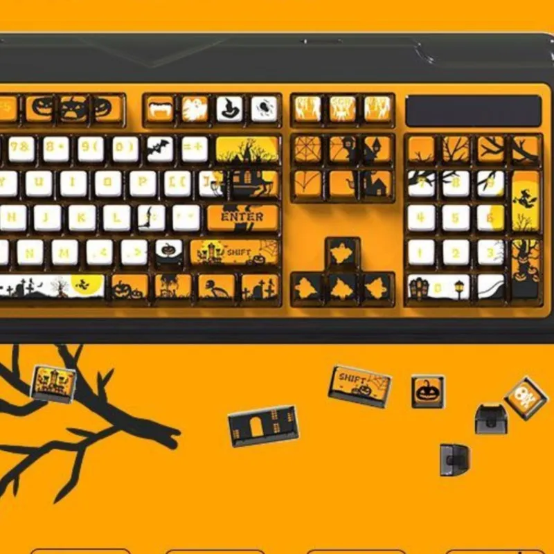 Halloween Theme 116 Key Retro Heat Sublimation Translucent Teclado Mecânico PBT Keycap Game Epomaker Gmk Keycaps Personalizada