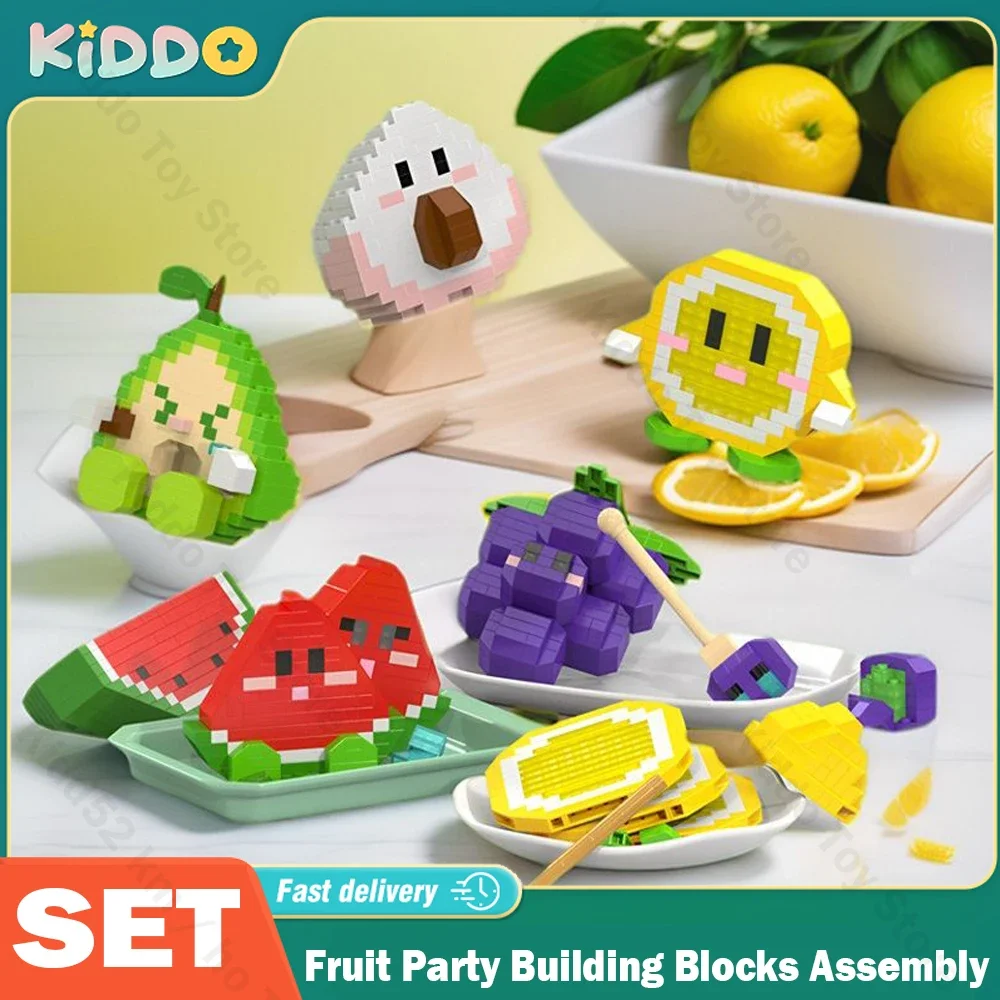 

Mini Cute Fruit Micro Building Blocks 3D Diamond Model Lemon Bricks Assembly DIY City Construction Toys for Children Kids Gift