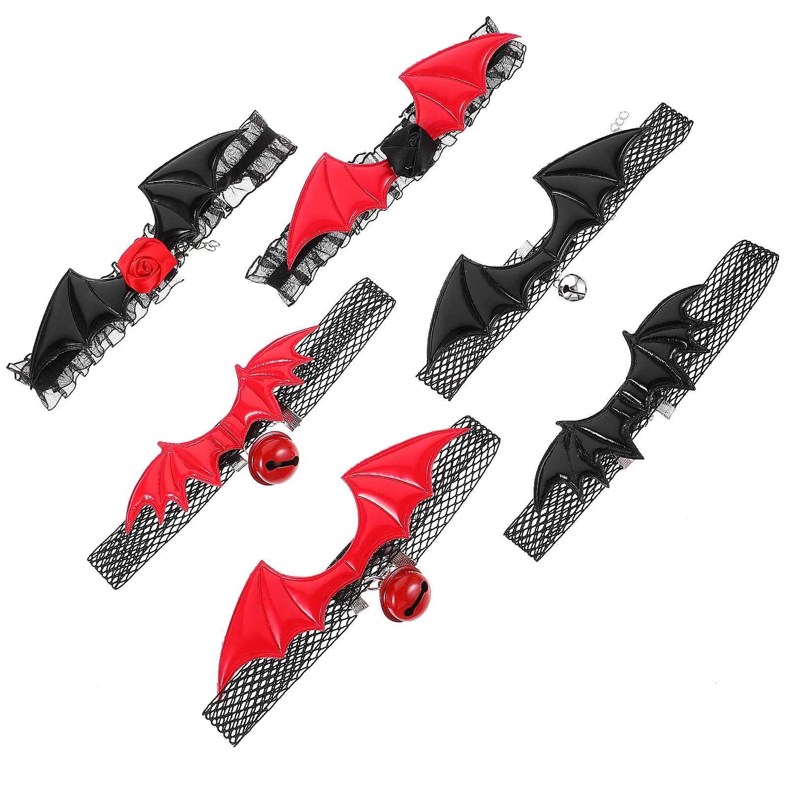 

6 Pcs Goth Bat Neck Ring Cosplay Party Lace Choker Halloween Necklace for Women