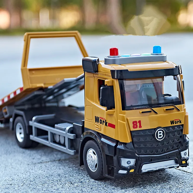 

1: 24 alloy flatbed rescue car model,road clearing car toy,simulated sound and light engineering vehicle,wholesale