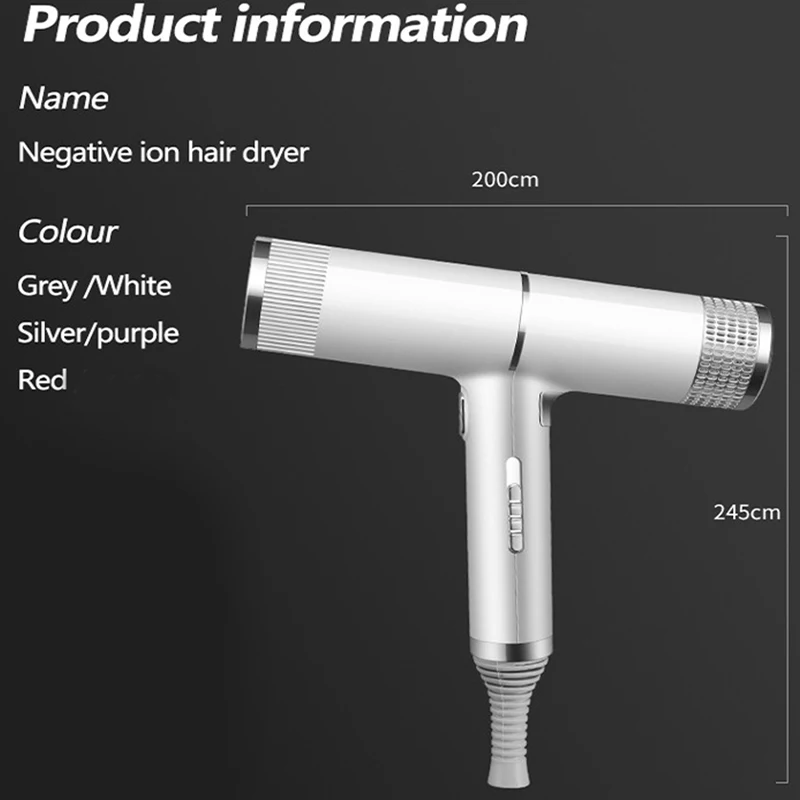 Professional Ionic Hair Dryer With Nozzle Hot Cold Air Blow Dryer Salon Home Fast Drying Anti Frizz Styling Tool For All Hair Ty