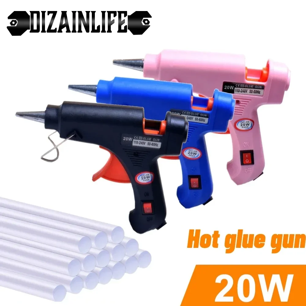 20W Hot Melt Glue Gun DIY Mini Household Industrial Guns Heat Temperature Thermo EU Electric Repair Tool Use 7mm Glue Sticks