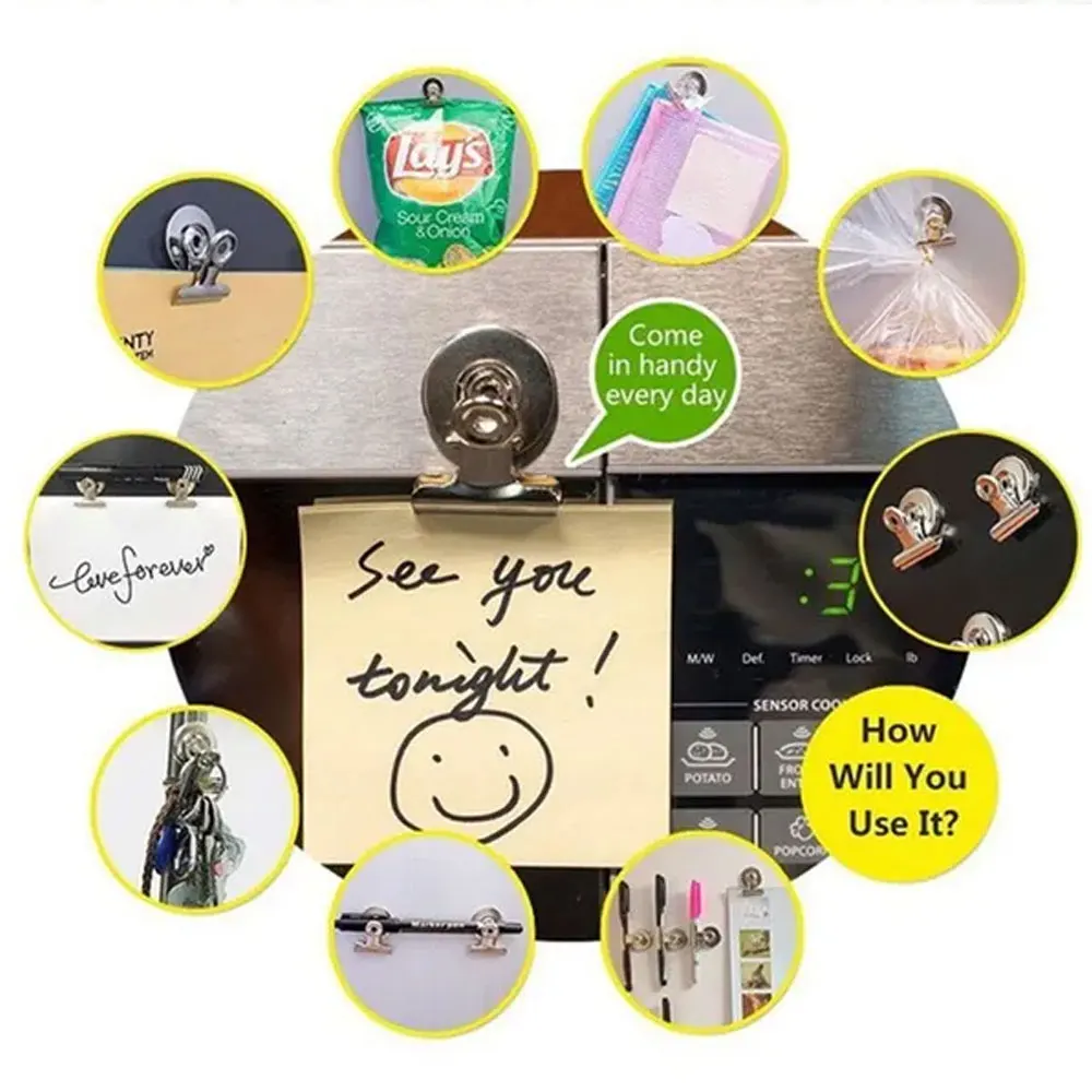 1 Kotak 12 Buah Klip Magnet Kulkas Bulat Logam Tempat Catatan Memo Alat Magnet Papan Tulis Perlengkapan Kantor