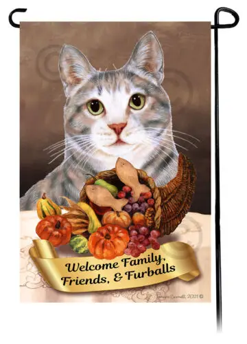 Tortoiseshell Cat Thanksgiving Garden Flag