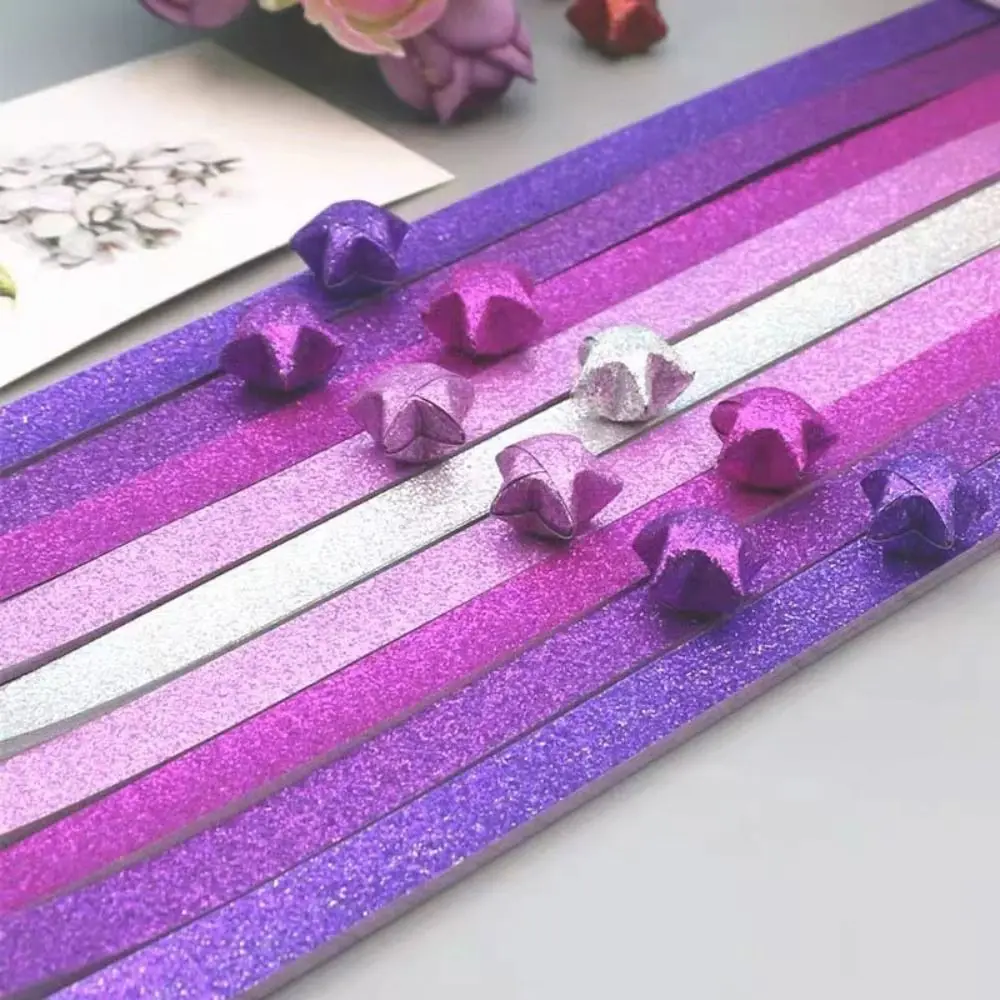 

Glass Bottle Glitter Origami Stars Paper Strips Paper Star Shiny Lucky Star Paper Folding Strips Hand Arts Decorative Paper