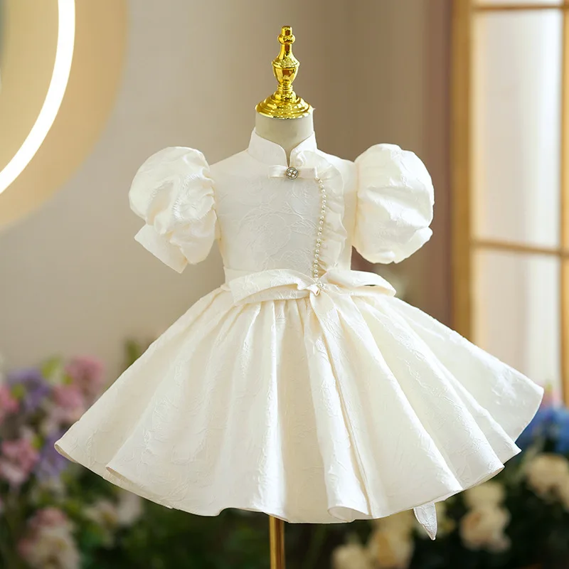 Vestido formal de princesa infantil, Vestidos de primeira cerimônia de aniversário para bebês, Trajes formais de festa noturna, roupas vermelhas fofas para crianças