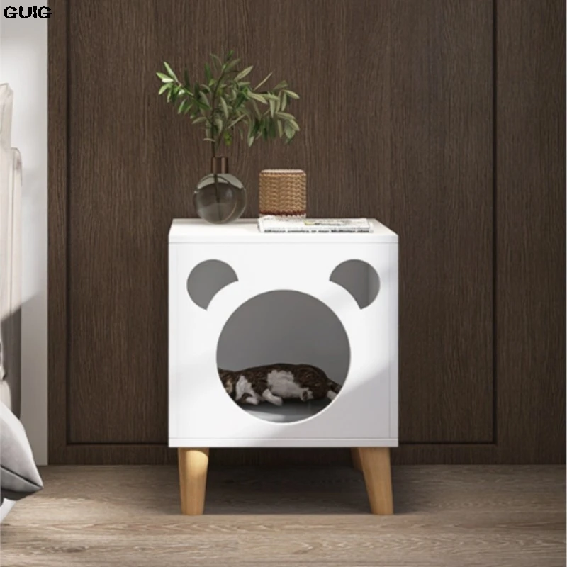 GUIG Solid Wood Cat Bed Table Simple Small Bedside Cabinet Multi-functional Cat Storage Cabinet Mesita De Noche