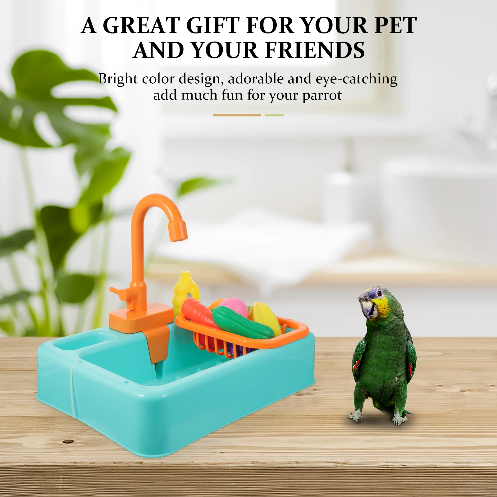 Bird Bathing Tub Green Automatic Shower Basin for Parrot Cage Toy Medium Size Birds Bright Design Safe Material