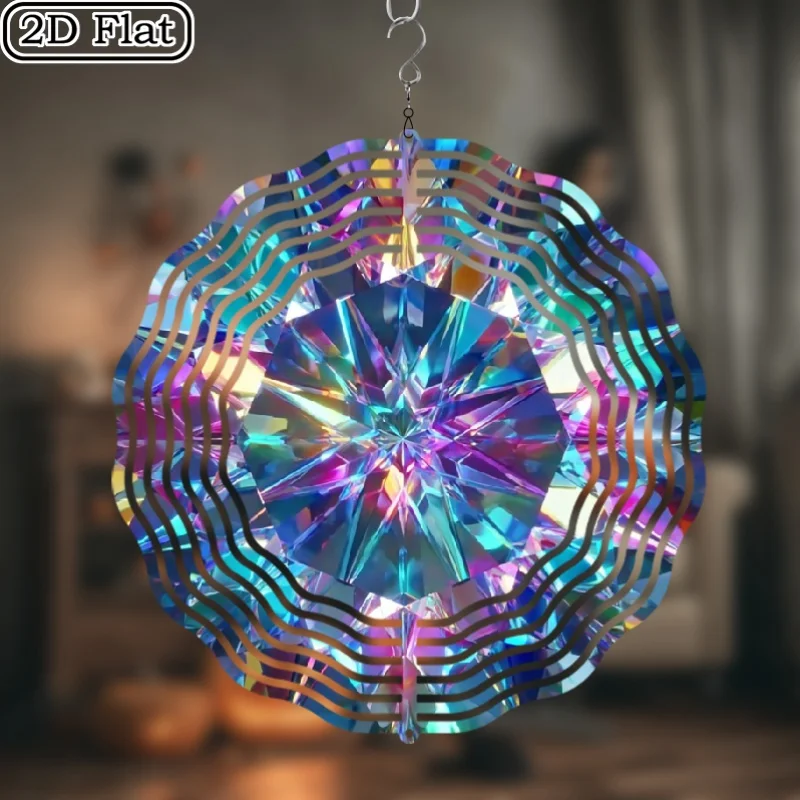 CIFbuy Wind Spinner, 360° Rotating Kaleidoscope Garden Decor, 2D Flat Neon Diamond Wind Sculpture for Patio Yard CIFbuy Wind Sp