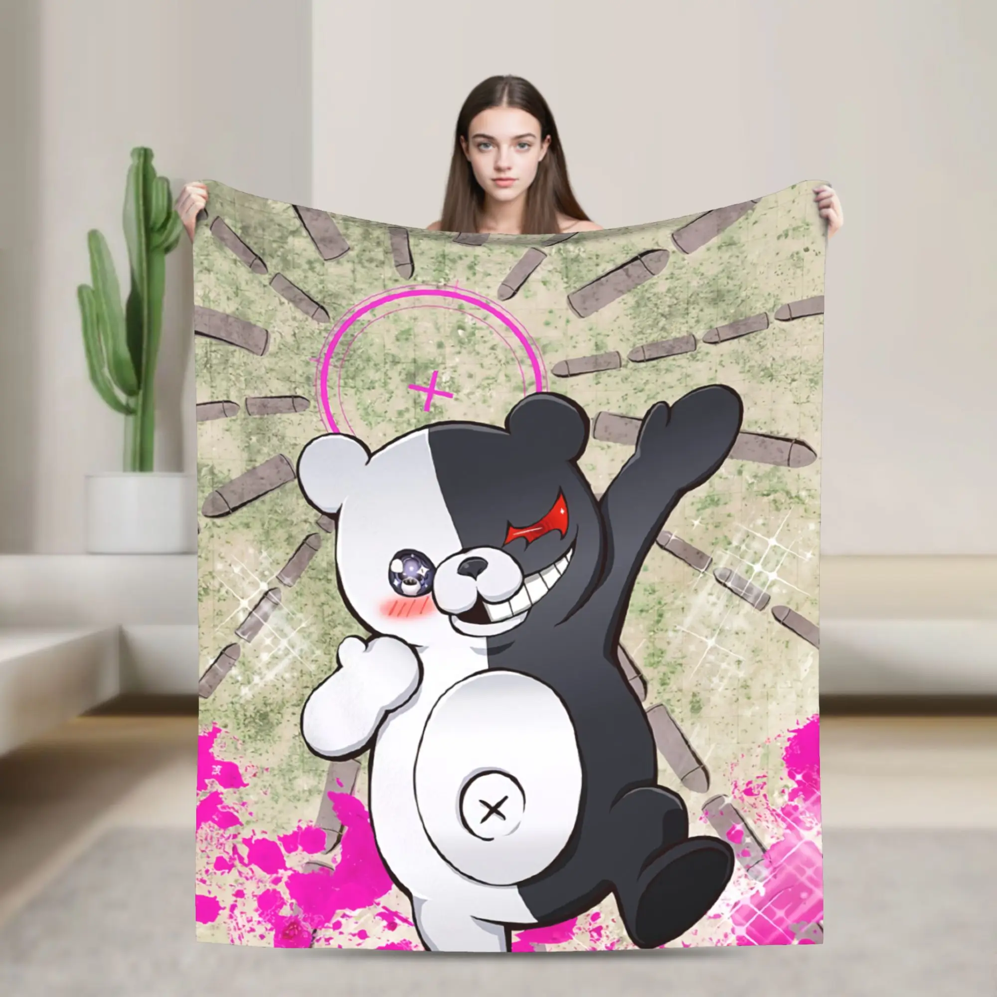 Danganronpa Anime  Flannel Blanket  Customized Throw Blanket for Home 150*125cm Bedspreads,