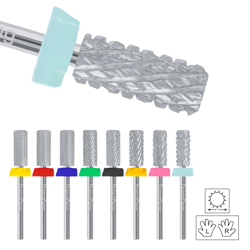 Small Barrel Tungsten Nail Drill Bits Carbide Left Right Hand Available Grinding Milling Cutter Sander Manicure DIY Tools 3/32