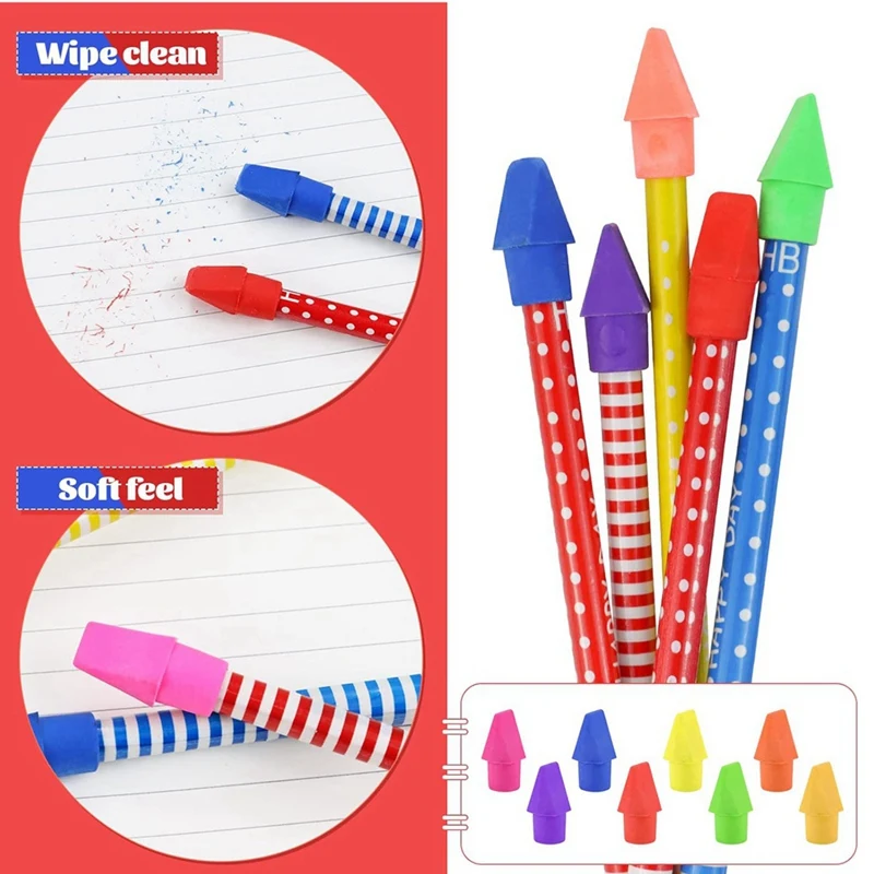 500PCS Caps Pencil Erasers Chisel Shape Pencil Eraser Caps Erasers Latex Free Pencil Pencil Eraser Toppers