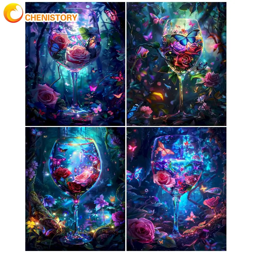 

CHENISTORY Complete Kit Diy Oil Painting By Numbers Abstract Cup Landscape Picture By Numbers On Canvas HandPainted Kit Dcoratio