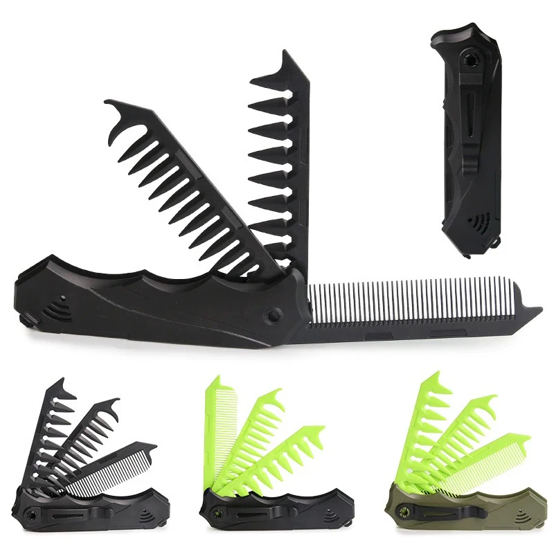 Professional 3 In 1 Pocket Folding Combs Wide Tooth Oil Head Comb Beard Combing Barber Hair Clipper Comb Salon Hair Styling Tool
