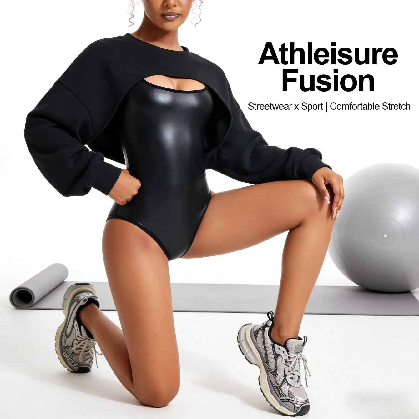 Ropa deportiva de una pieza sin costuras de estilo americano y europeo, traje de Yoga ajustado a la cintura de manga larga, Body moldeador de cuerpo