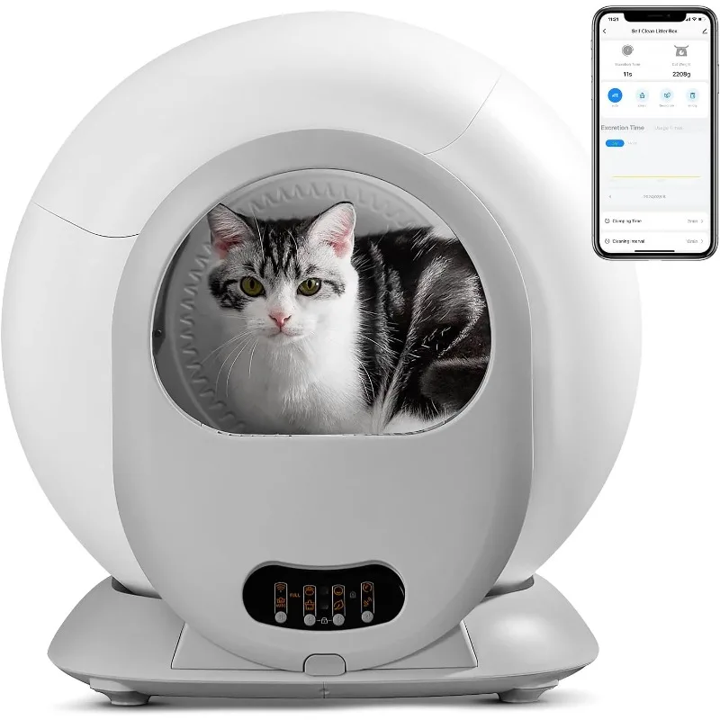 

Self-cleaning cat litter box, no-scoop automatic cat litter box, can accommodate multiple cats