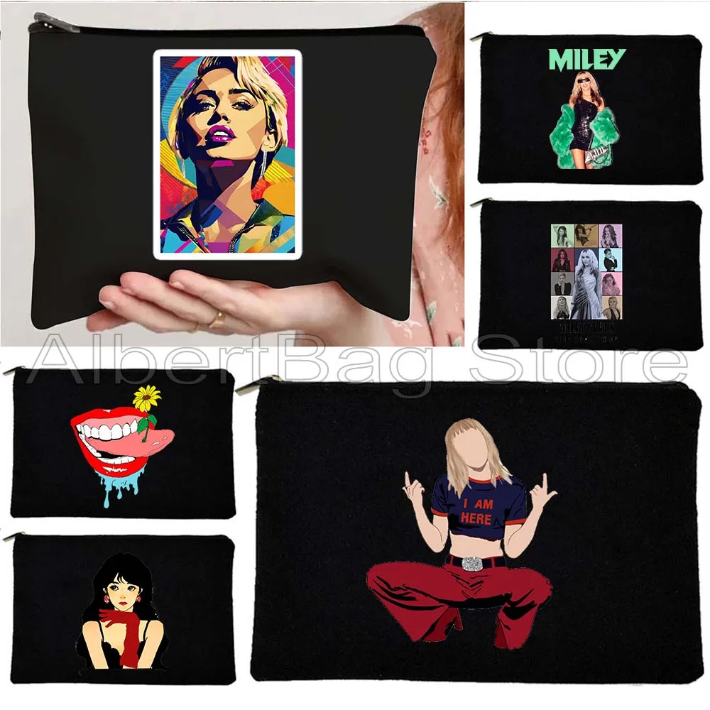 

Miley Cyrus Eras Tour Fan Gifts Music Singer Cute Fan Gifts Fashion Canvas Cosmetic Makeup Toilet Bag Pencil Case Zipper Pouch