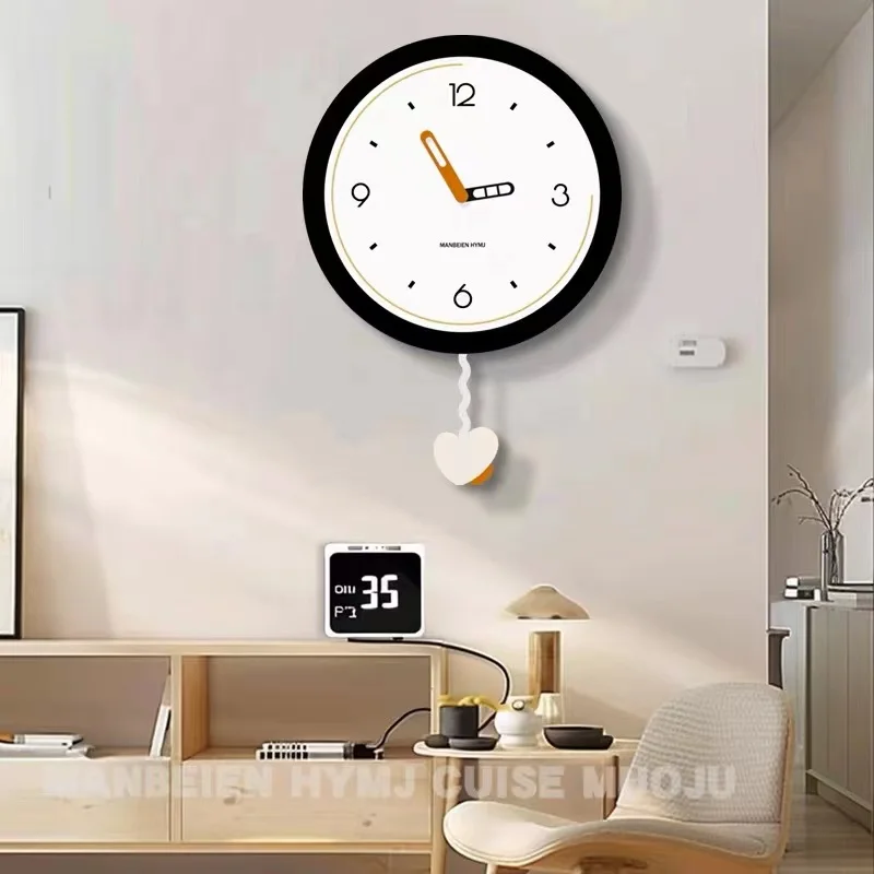 2024 Light Luxury Cream Style Wall Clock Living Room Study Digital Clocks Modern Design Pink Art Silent Clock Home Decoration