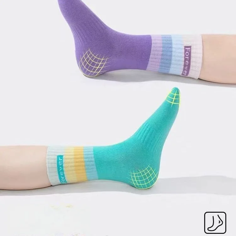 5 Paar Mädchensocken in Regenbogenfarben, 1–12 Jahre, Kinder-Wadensocken, weiche Baumwollsocken – Detail 1