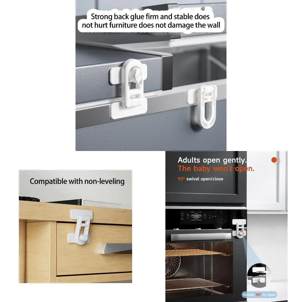 

Universal Campers Refrigerator Lock ABS Construction Easy Installation Secure Closure Cabinet Door Lock for Trips