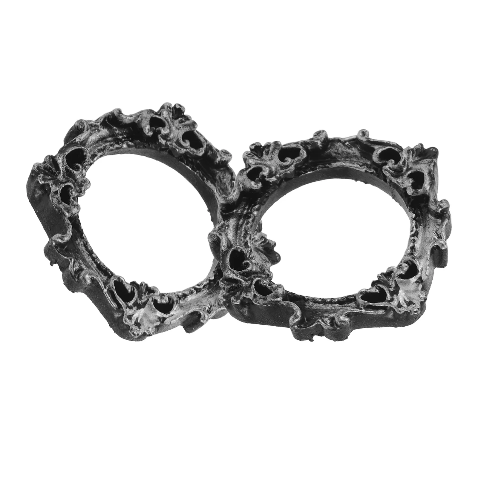 2Pcs 미니 빈티지 수지 사진 프레임 크리 에이 티브 벽 예술을위한 소형 복고풍 사진 홀더 DIY 디스플레이 인형 집 장식 탁상