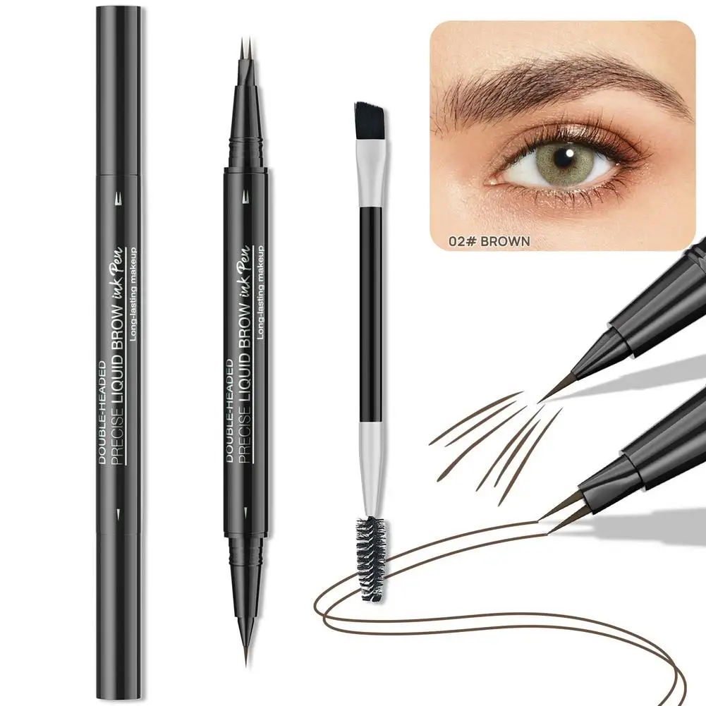 Lápiz de cejas resistente al agua 2 en 1, lápiz de cejas perfecto, pinceles de maquillaje, Kit de delineador de ojos