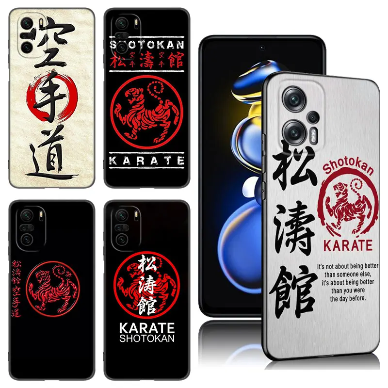 Черный силиконовый чехол Shotokan с символом карате для телефона Xiaomi POCO X3 X4 NFC F4 GT F5 F6 M3 M4 M6 X5 X6 Pro 5G M5 C55 C65
