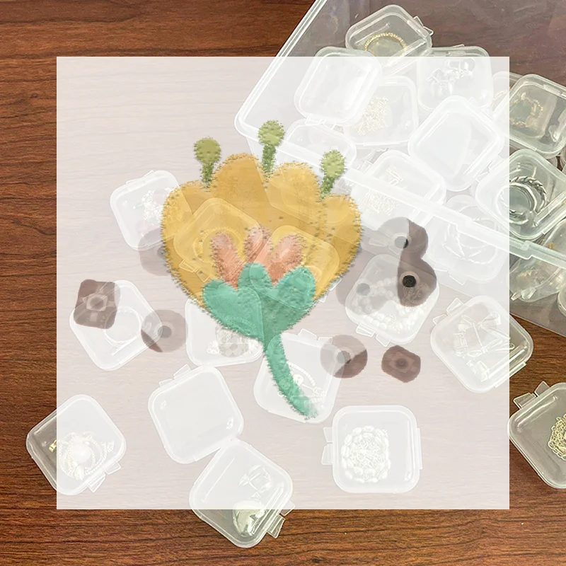 Mini Clear Square Plastic Box 10PCS Portable Storage Case with Lid for Jewelry Beads Earplugs Pills Craft