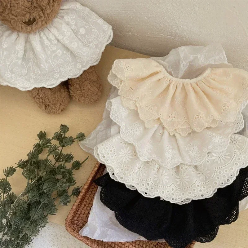 Baby Bib Lace Baby Accessories Korean Kids Lace Collar Cute Hollow Female Baby Bib Scarf  Floral Infants Saliva Towel