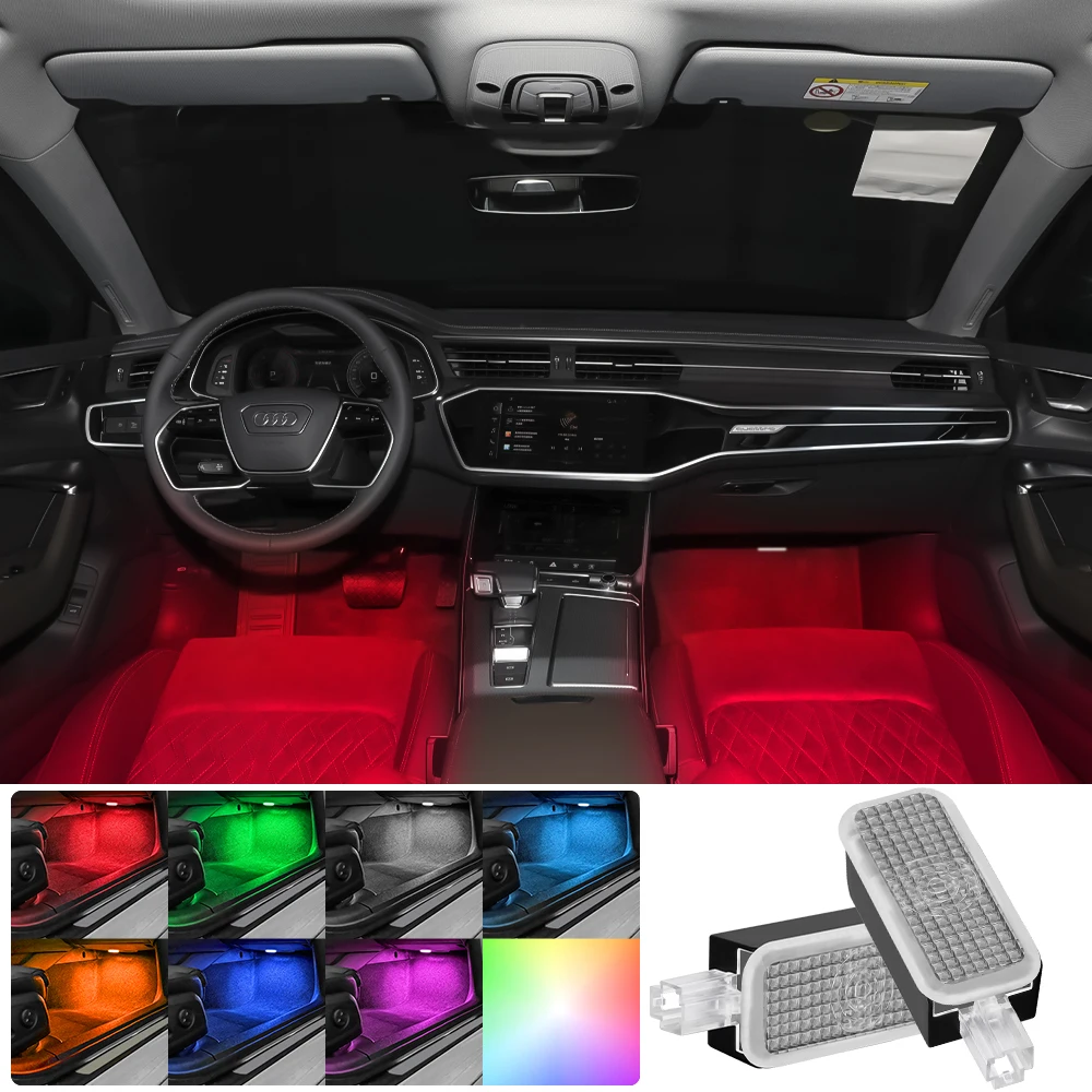 For Audi A1 A3 8P A4 B5 B6 Q5 A6 A5 LED Car Footwell Lamps Touch Sensing Atmosphere Lights Auto Interior Decoration Accessories
