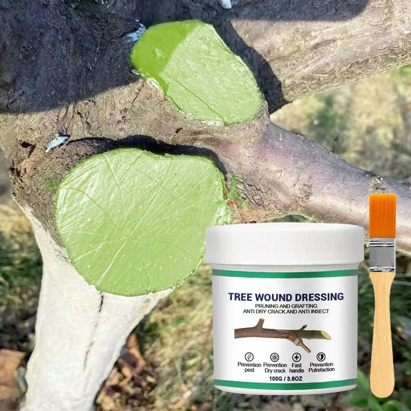 100g Tree Grafting Paste Plant Grafting Tree Wound Pruning Sealer Bonsai Cut Paste Tree Repair Ointment with Brush