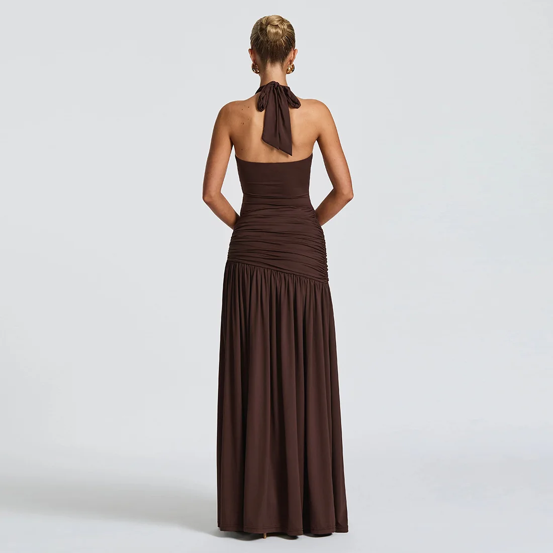 Fangokv Women's Sexy Maxi Dress Set Women Backless Halter Bodysuit & Split Maxi Skirt, Elegant Evening Party Dress Set for Women