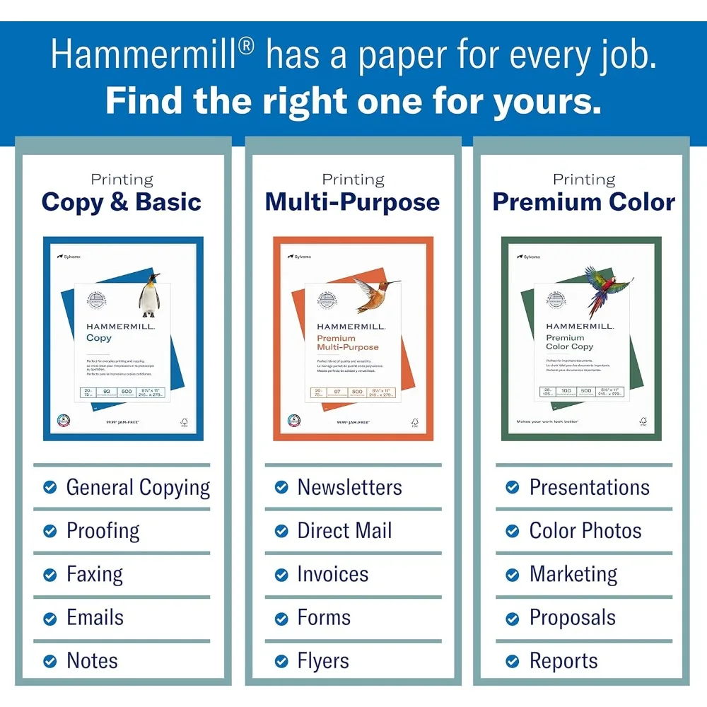 Sacchetti per la pulizia degli appaltatori Husky da 42 galloni e carta da copia Hammermill da 20 libbre 8,5 x 11