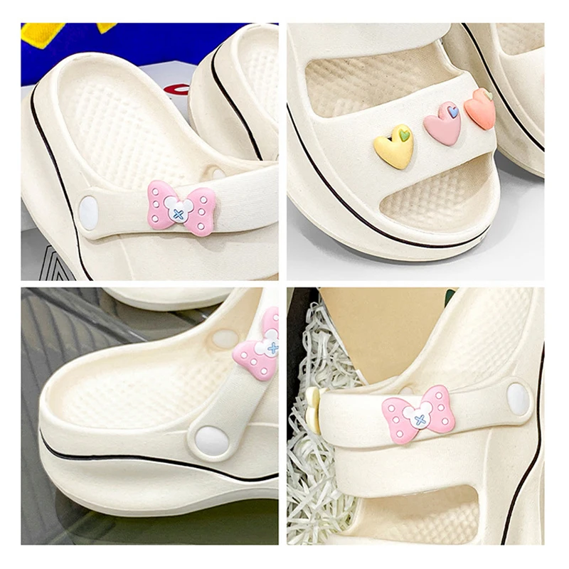 Kobieta Hole Slipper Clogs Love Heart Cute Cloud Sandals Summer Soft Flip Flop Beach Slides Home House Shoe Funny Ladies Female