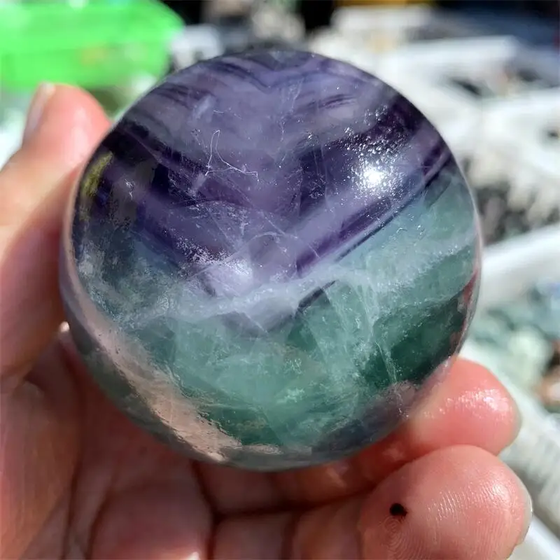 

Natural Colored Fluorite Sphere Carving Healing Crystal Beautiful Home Desk Ornament Meditation Decoration gift 1PCS