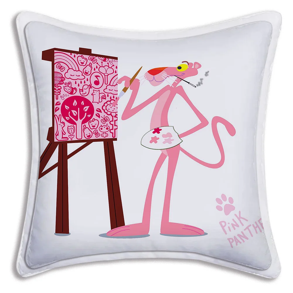 Cartoon FF-unnY Pillow Covers Cartoon Sofa Decorative Home P-PinkS Double-sided Printing Short Plush P-PantherS Cushion Cover