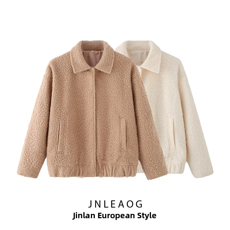 

Faionable двухцветное шерстяное пальто JNLEAOG, осеннее новое поступление, женская одежда, универсальный дизайн, полиэфирная ткань, длинный све