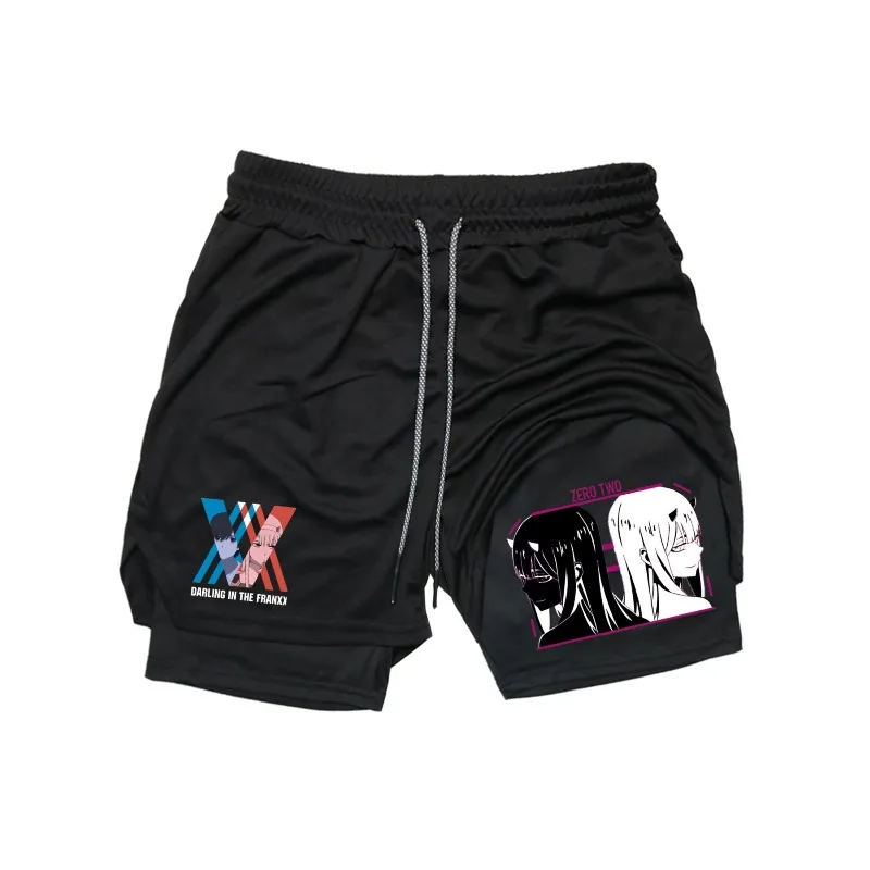 Pantaloncini Zero Two Performance da uomo Pantaloncini a compressione da corsa 2 in 1 Allenamento Yoga Palestra Abbigliamento sportivo Pantaloncini da allenamento con tasche