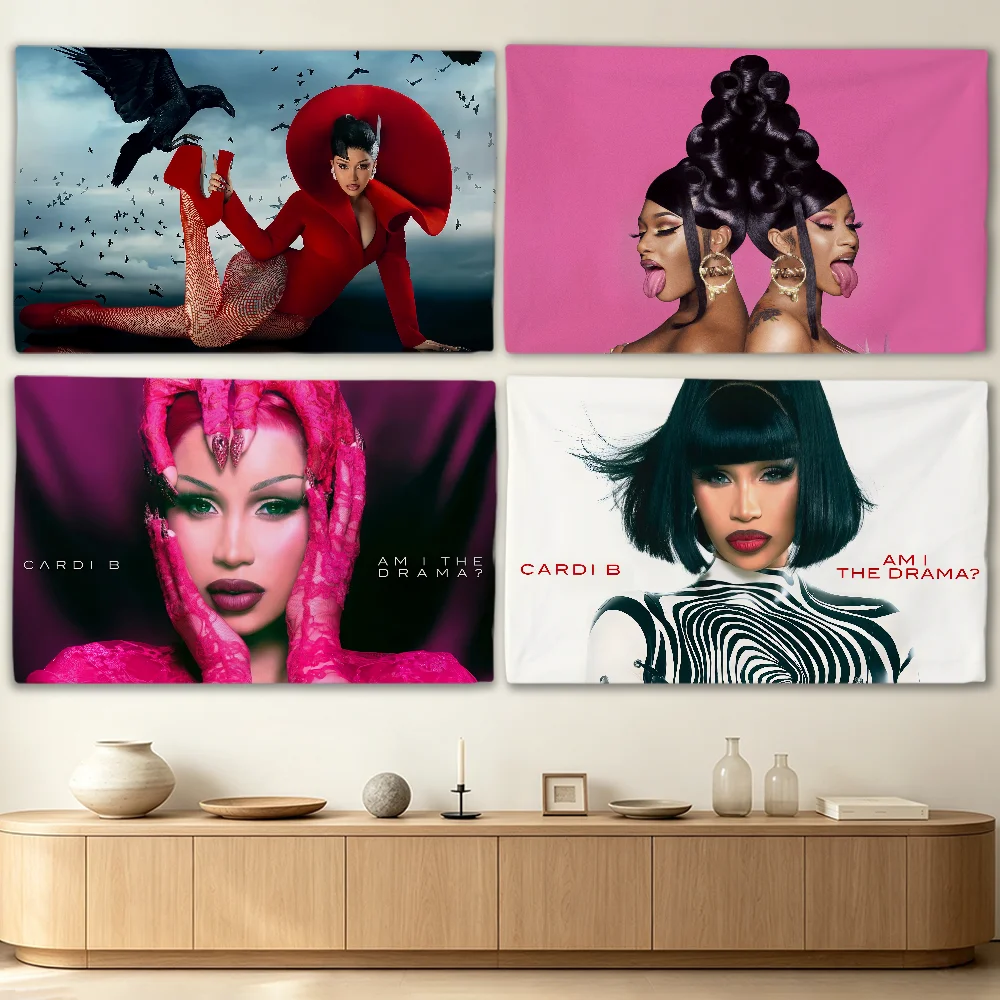 Rapper Cardi B Am I the Drama flag Advertising Banner for Camping Decoration Outdoor & Garage Wall Hanging Decorations