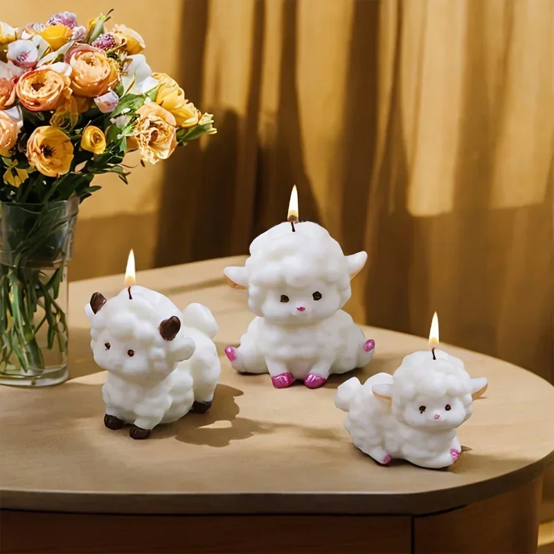 5pcs Cute Little Lamb Silicone Mold DIY Baking Cake Chocolate Decoration Mold Resin Epoxy Mold