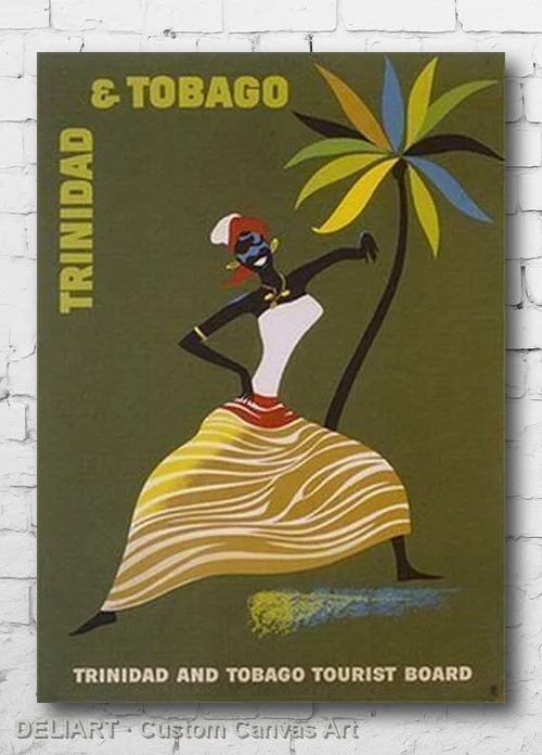 

TRINIDAD & TOBAGO - VINTAGE TRAVEL Canvas Poster ISLANDS Custom Size Available Room Decoration Home Decor Wall Art