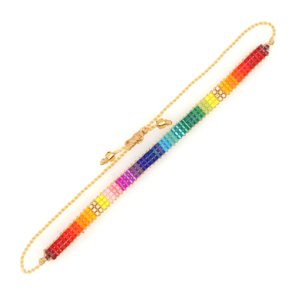 Rice bead bracelet Arrow Rainbow Hand knitting Originality Design Gradient colour Bohemia Adjustable Fashion Beaded bracelet