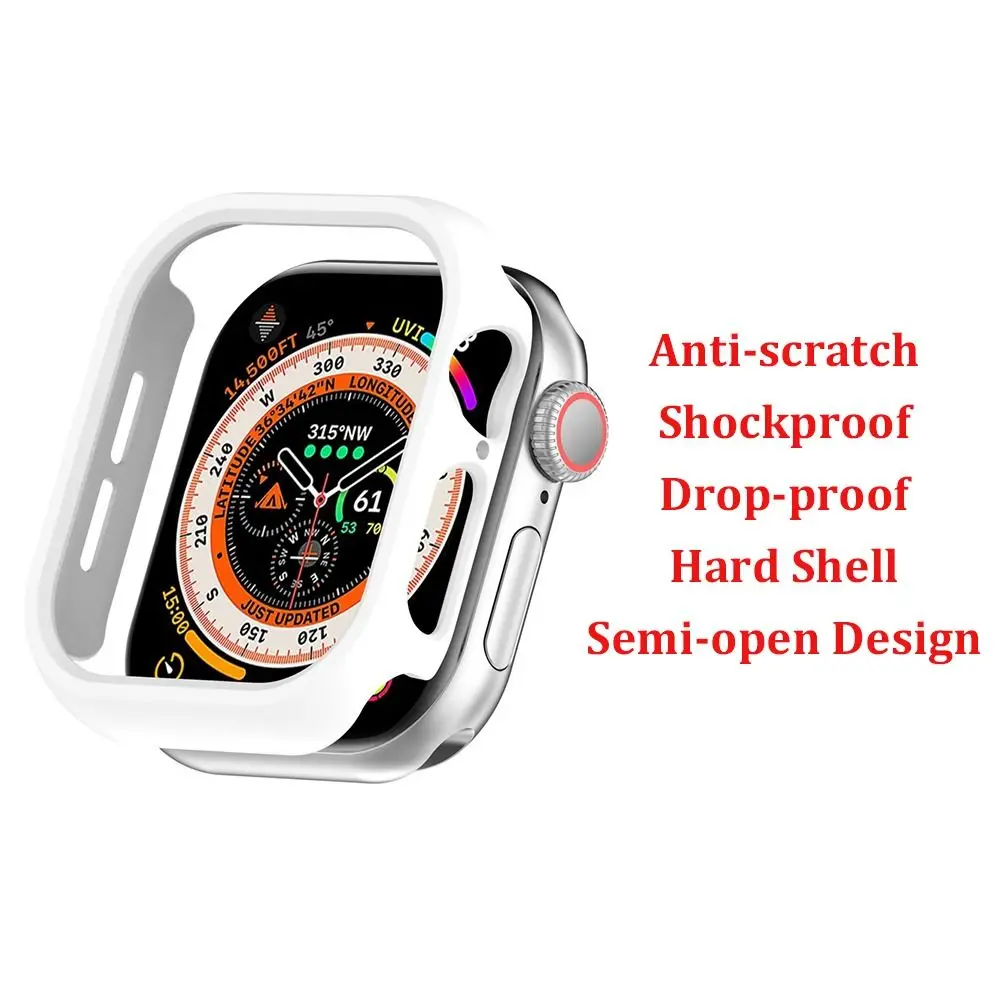 Anti-scratch PC Bumper Case Hollow Half Frame Solid Color Protective Cover for iWatch Hard for Apple Watch Series 10 42/46mm